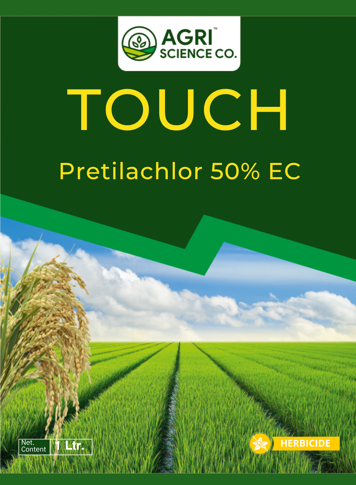 Touch herbicide product label, Pretilachlor 50% EC