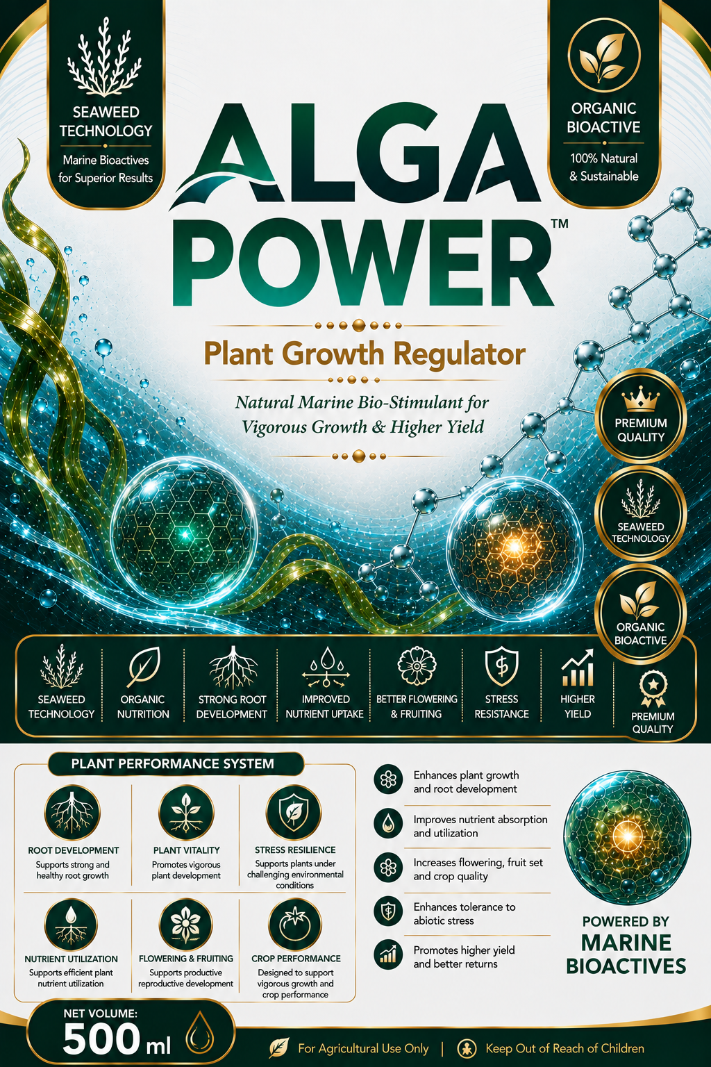 AlgaPower seaweed-based plant growth regulator product label